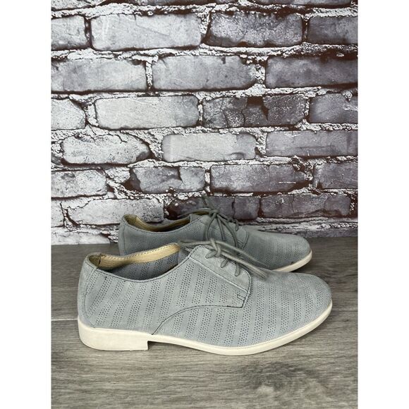 Born Passi Derby Blue Suede Leather Perforated Oxfords Lace Up Shoes Women Sz 9M - Picture 3 of 16